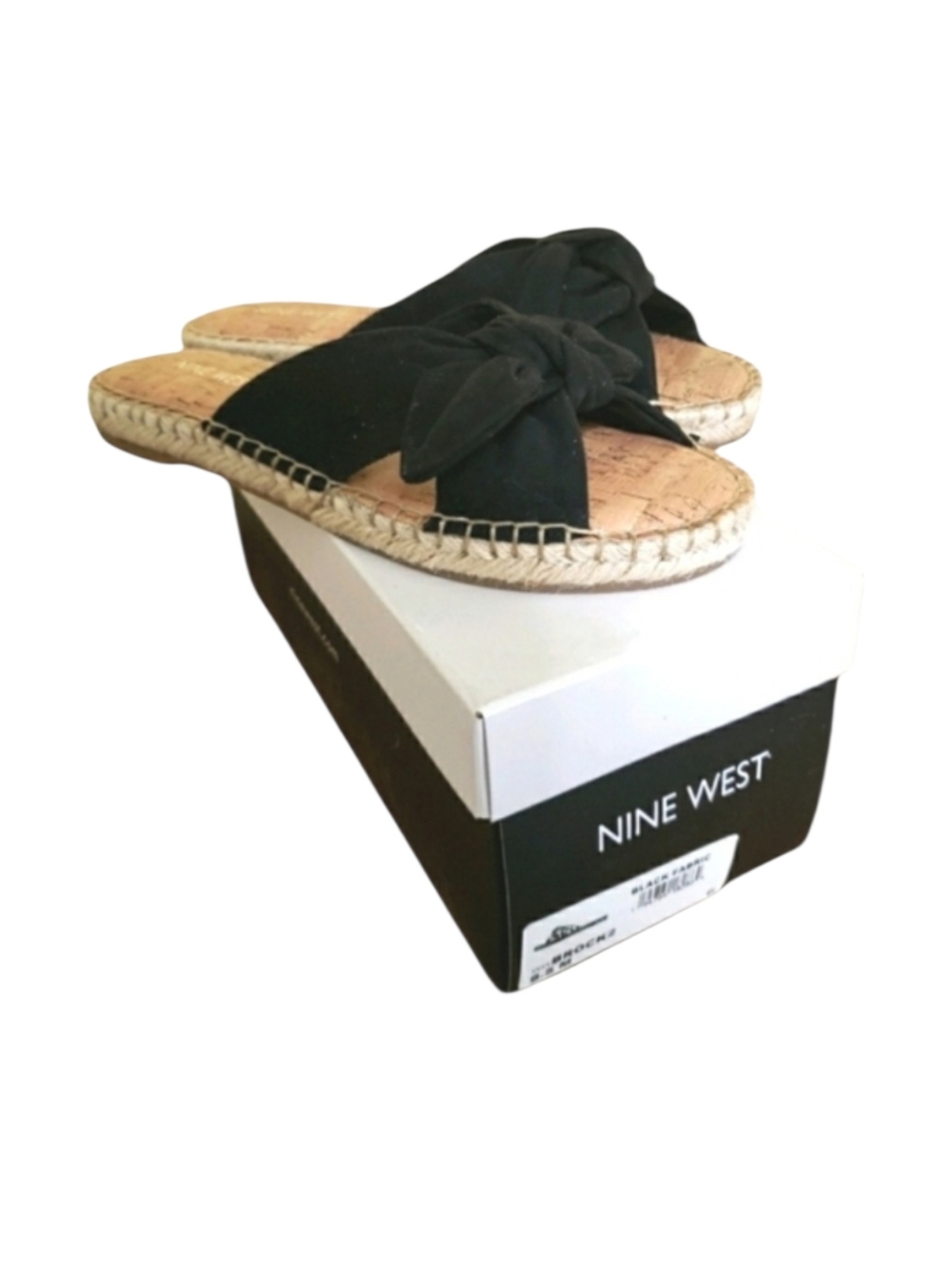 Nine West Brock 2 Black Faux Suede Slide Espadrilles Women's 8.5 NWT